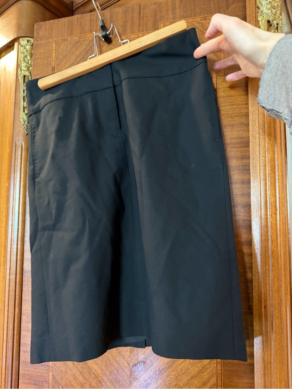 J. Crew Black Stretch Pencil Skirt with Teal Trim